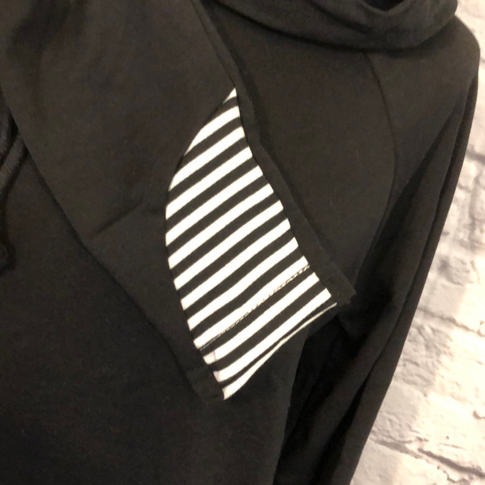 Double Hooded Black Stripe Sweatshirt - Picture 3 of 5
